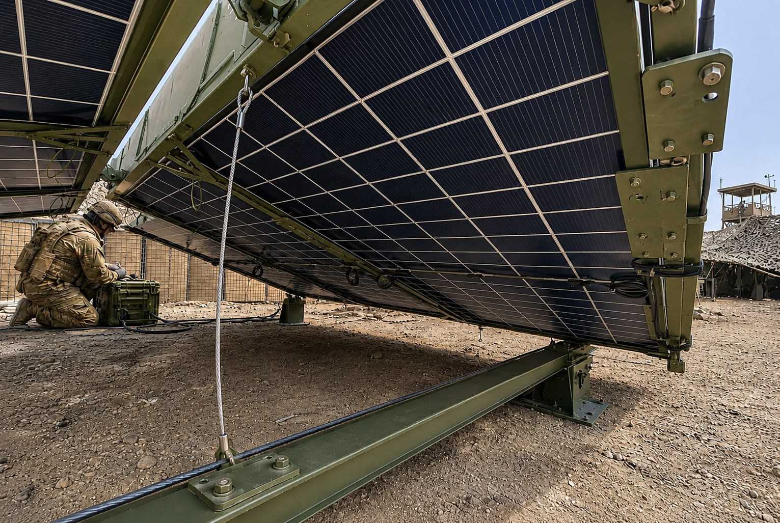 Întinderea automată a câmpului fotovoltaic pe șine de ghidaj, cu telecomandă radio