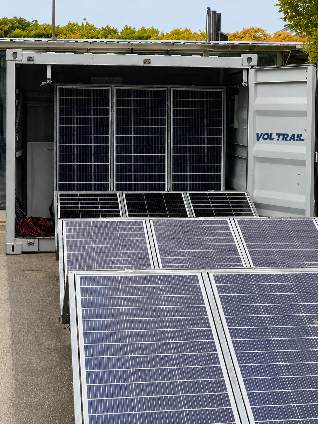 Centrală fotovoltaică mobilă VOLTRAIL, Container pliabil